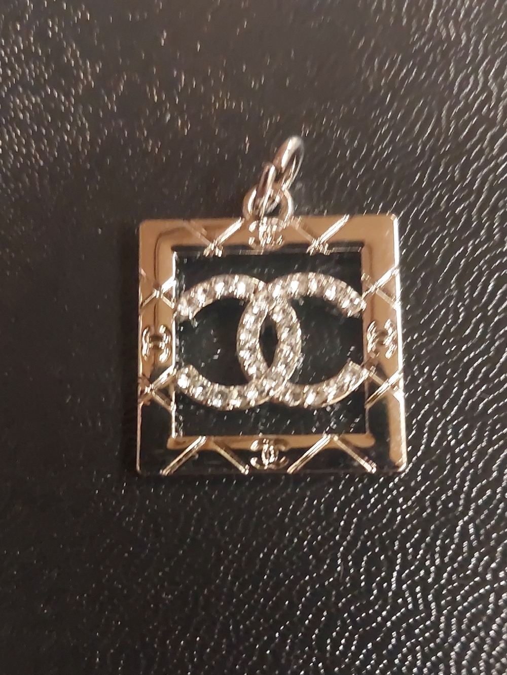 CC Silver Crystal Double C Pendant Necklace Charm